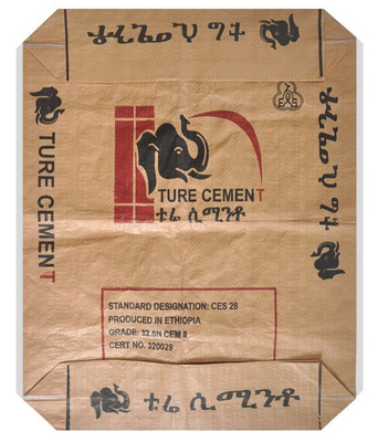 Square PP Laminated Kraft Paper Bag Flexiloop Coated 50 Kg Woven Polypropylene Plastic Bags