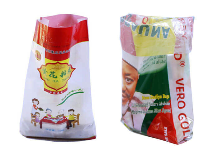 Single Folded Woven Plastic Sacks , Custom Reusable Rice Packing Bags